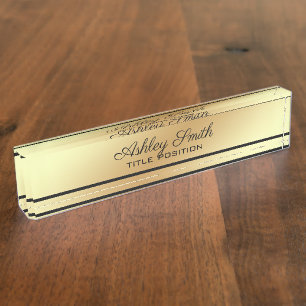 Black Stripe And Gold Background Nameplate