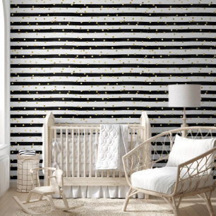 Black Stripe and Gold Confetti  Wallpaper
