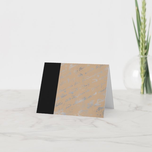 Black Stripe and Silvery words dark tan notecard (Front)