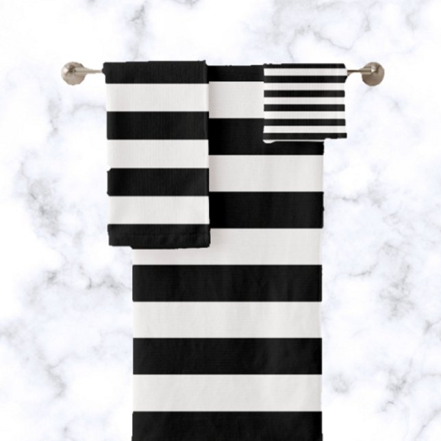 Black Stripe Bath Towel Set (Creator Uploaded)