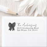 Black Stripe Bow Ribbon Return Address<br><div class="desc">This coquette return address features a hand-drawn black bow/ribbon. Personalize it for your needs. You can find matching products at my store.</div>