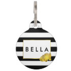 Black Stripe & Gold Peony Personalised