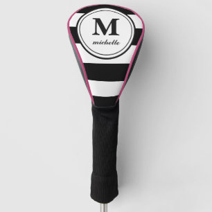 Black stripe Golf personalised NAME monogram Head Cover