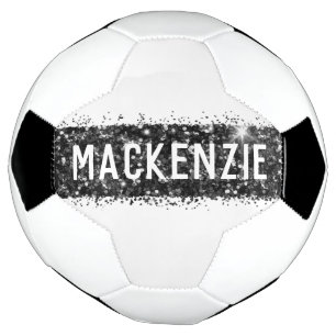 Black Stripe Monogram Custom Personalised Name Soccer Ball
