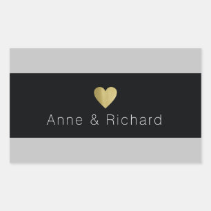 black stripe with names, wedding love rectangular sticker