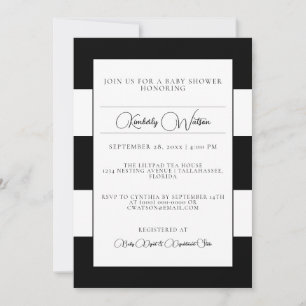 Black Striped Baby Shower Invitation