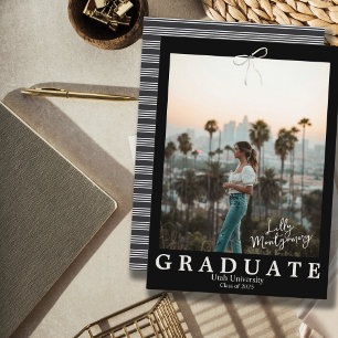 Black Striped Coquette Graduation Announcement