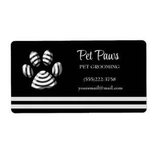 Black Striped Dog Paw Pet Grooming Service Busine