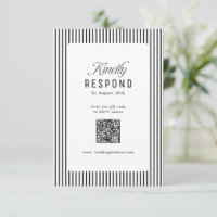Black Striped Elegance Classy QR Code Wedding