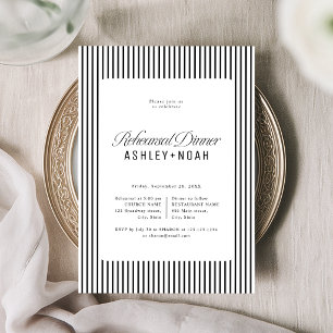 Black Striped Elegance Classy Rehearsal Dinner Invitation