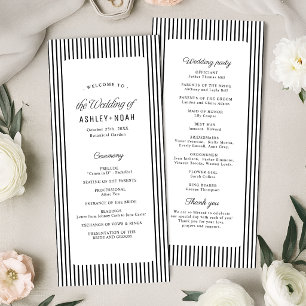 Black Striped Elegance Classy Wedding Program Menu