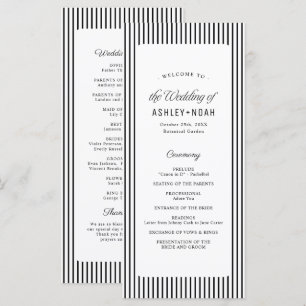 Black Striped Elegance Classy Wedding Program Menu