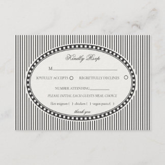 Black Striped Harlequin Pattern Wedding RSVP Enclosure Card