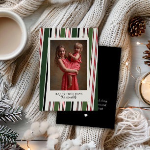 Black Striped Photo Christmas and Holiday Card