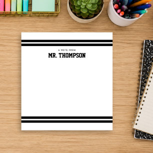 Black Striped Teacher School Notepad