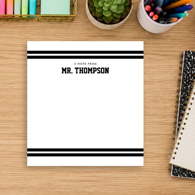 Black Striped Teacher School Notepad (Creator Uploaded)
