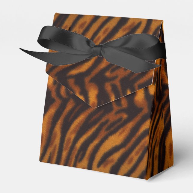 Black Striped Tiger fur or Skin Texture Template Favour Box (Front Side)