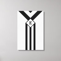 Black Stripes and Chevrons with Monogram on White