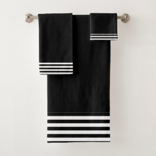 Black + Stripes Bath Towel Set