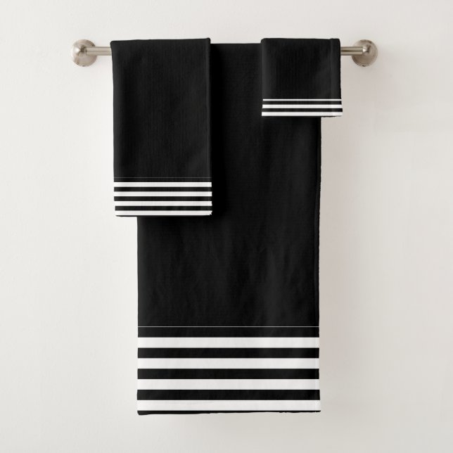 Black + Stripes Bath Towel Set (Insitu)
