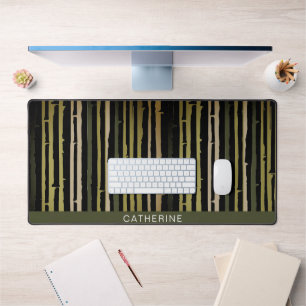 Black Stripes Elegant Custom Desk Mat
