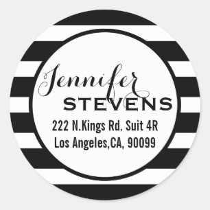 Black Stripes Geometric Pattern Classic Round Sticker