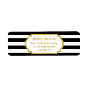 Black Stripes Gold Merry Christmas