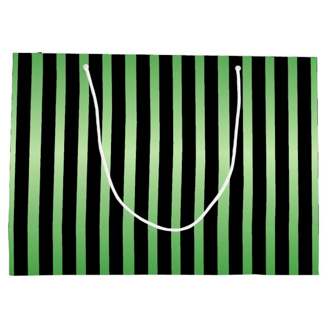 Black Stripes Green Coloured Large Gift Bag (Back)