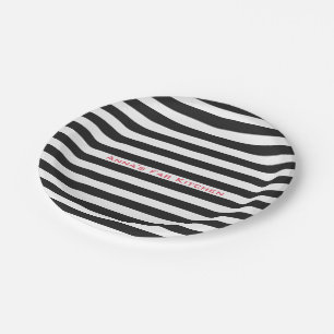 Black Stripes on any Colour with Custom Text Paper Plate