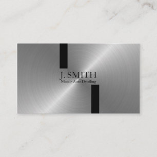 Black Stripes on Silver Auto Detailing Business Card