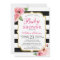Black Stripes Pink Floral Baby Shower Invitation