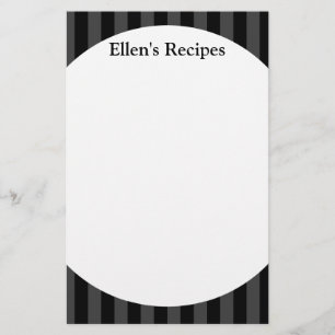 Black Stripes Recipe Note Pad Stationery