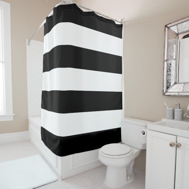 Black Stripes Shower Curtain (In Situ)