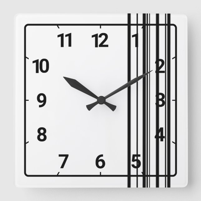 Black stripes square wall clock (Front)