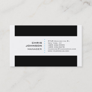 Black Stripes White Blue Manager Business Card