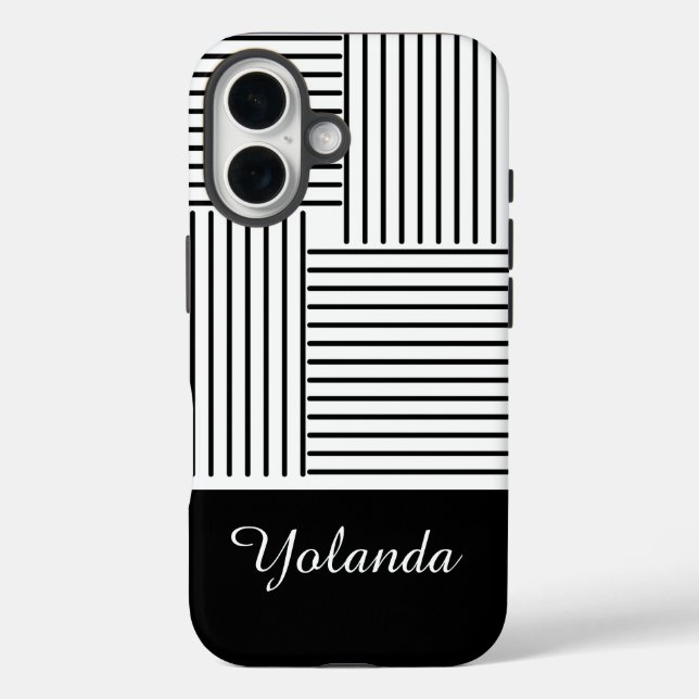 Black Stripes with Name  Case-Mate iPhone Case (Back)