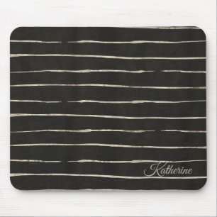Black Stripes With Your Name Mouse Pad