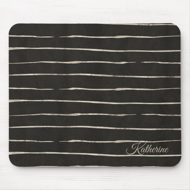 Black Stripes With Your Name Mouse Pad (Front)