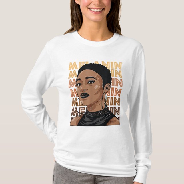 Black Strong Girl Afro Love Melanin African Americ T-Shirt (Front)