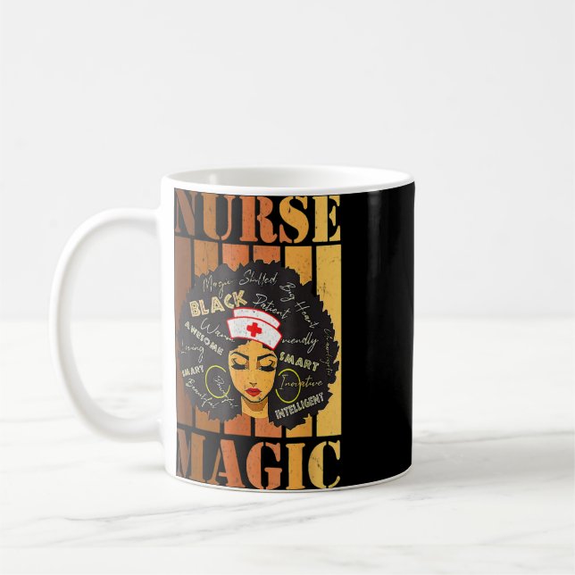 Black Strong Nurse Afro Love Melanin African Ameri Coffee Mug (Left)