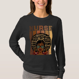 Black Strong Nurse Afro Love Melanin African Ameri T-Shirt