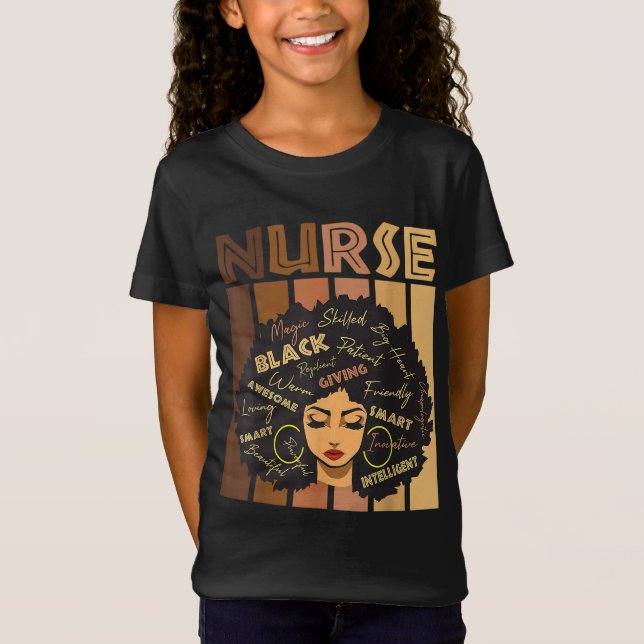 Black Strong Nurse Afro Love Melanin African Ameri T-Shirt (Front)