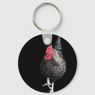 Black Strutting Cockerel No 3   Key Ring