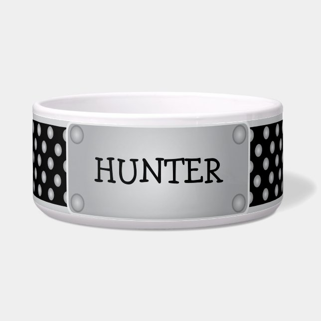 Black Studded Collar - Like Pet Bowl (Front)