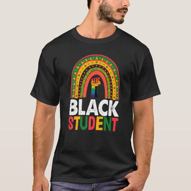 Black Student Rainbow Women African Black History  T-Shirt (Front)