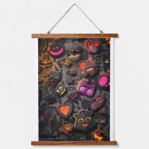  Black Style with colourful Emoji tapestry