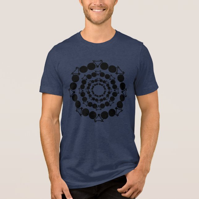 Black Stylised Bikes Mandala Tri-Blend Shirt (Front)