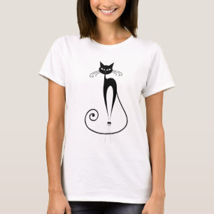 Black Stylised Cat T-Shirt