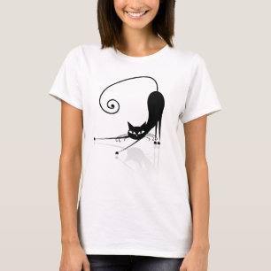Black Stylised Cat T-Shirt