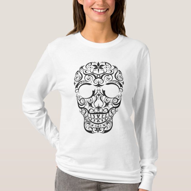 Black Stylised Skull T-Shirt (Front)